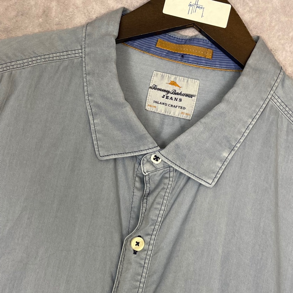 Tommy Bahama Jeans Island Crafted Men's 3XL Blue Button Down Shirt 153-TD312872